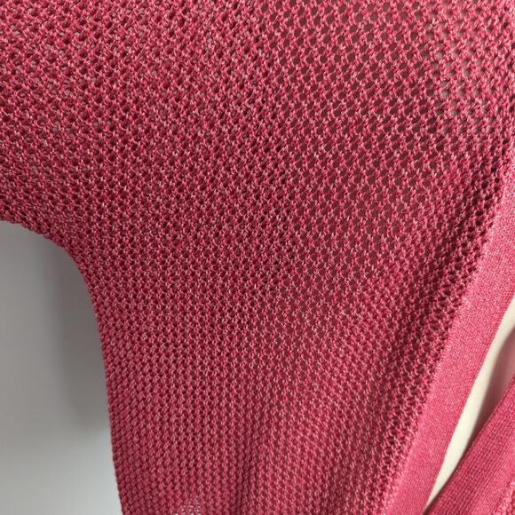 NEW Chico's Cielo Cardigan Pink Flambe Open Knit Size 2 = 12 Large - Picture 8 of 9